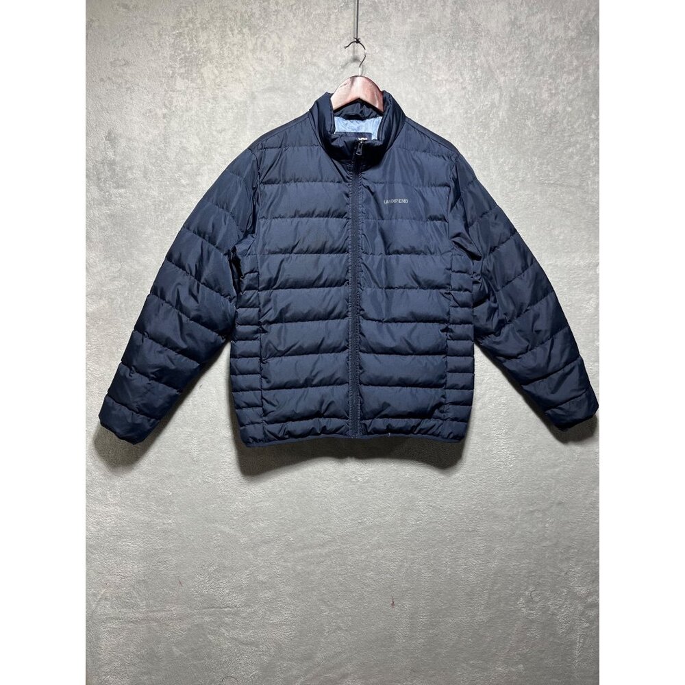 Lands End Mens Small Navy Max 600 Down Puffer Jacket Lightweight Feathers